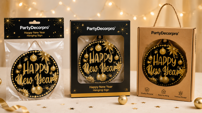 Wall hanging sign packaging options including bag, window box and kraft box display for festive decor wholesale
