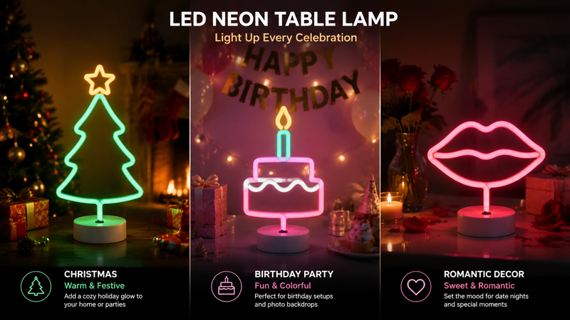 LED neon heart shaped table lamps in pink and red glow modern romantic decorative lighting for bedroom and party ambiance