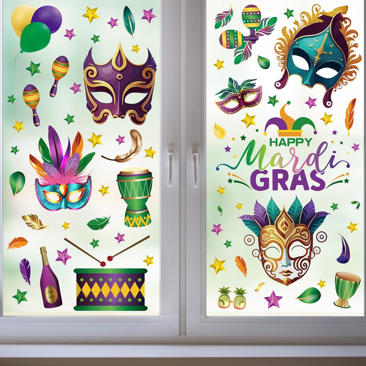 Mardi Gras Window Clings