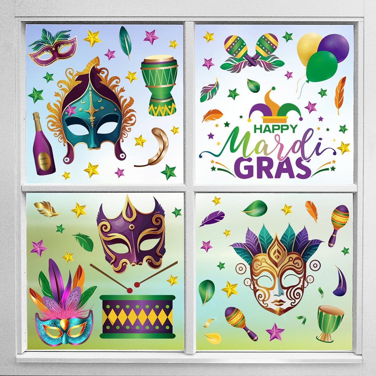 Mardi Gras Window Clings