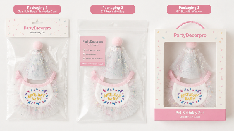 Pet costume packaging options clear bag zip bag gift box wholesale custom branding