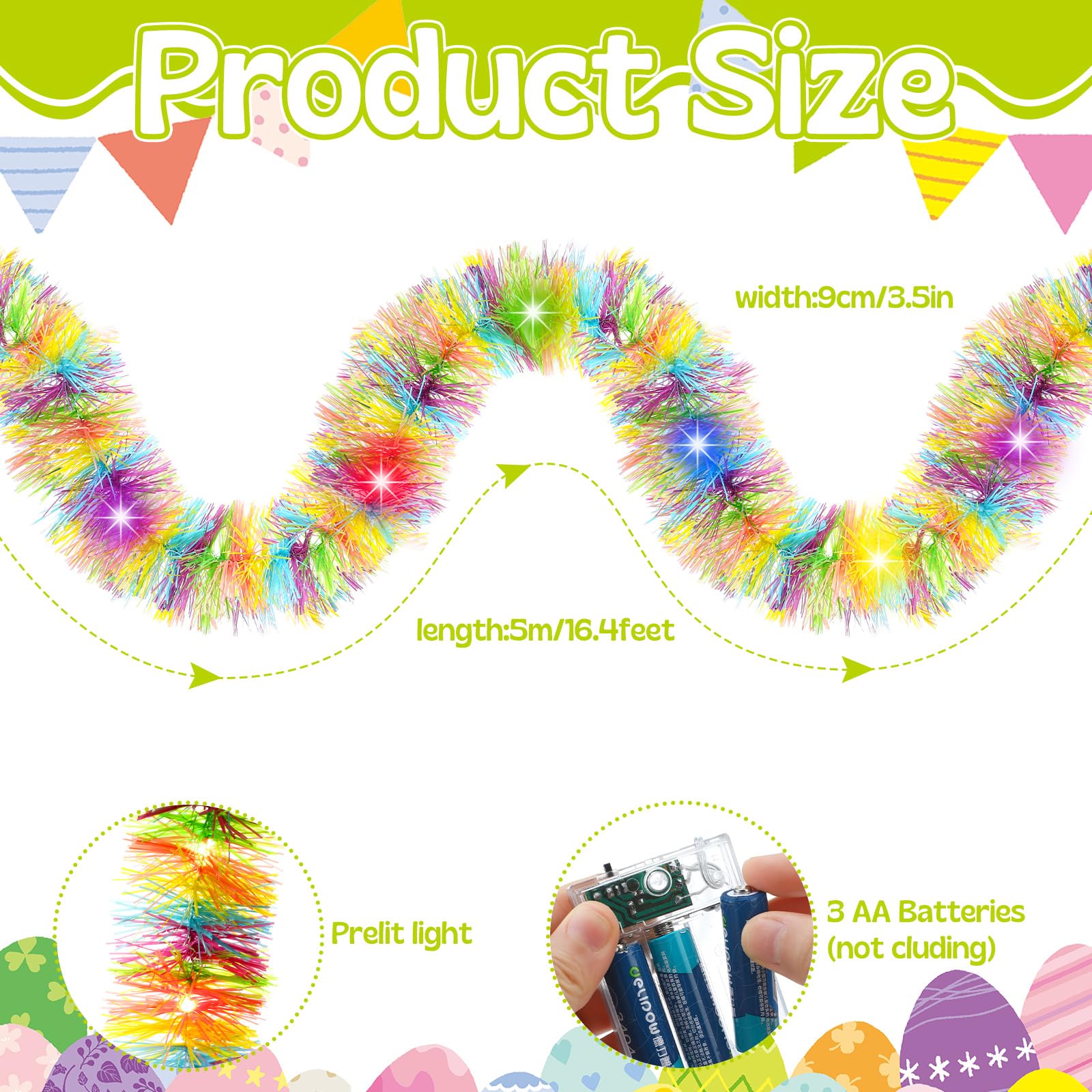 Pre Lit Tinsel Garland