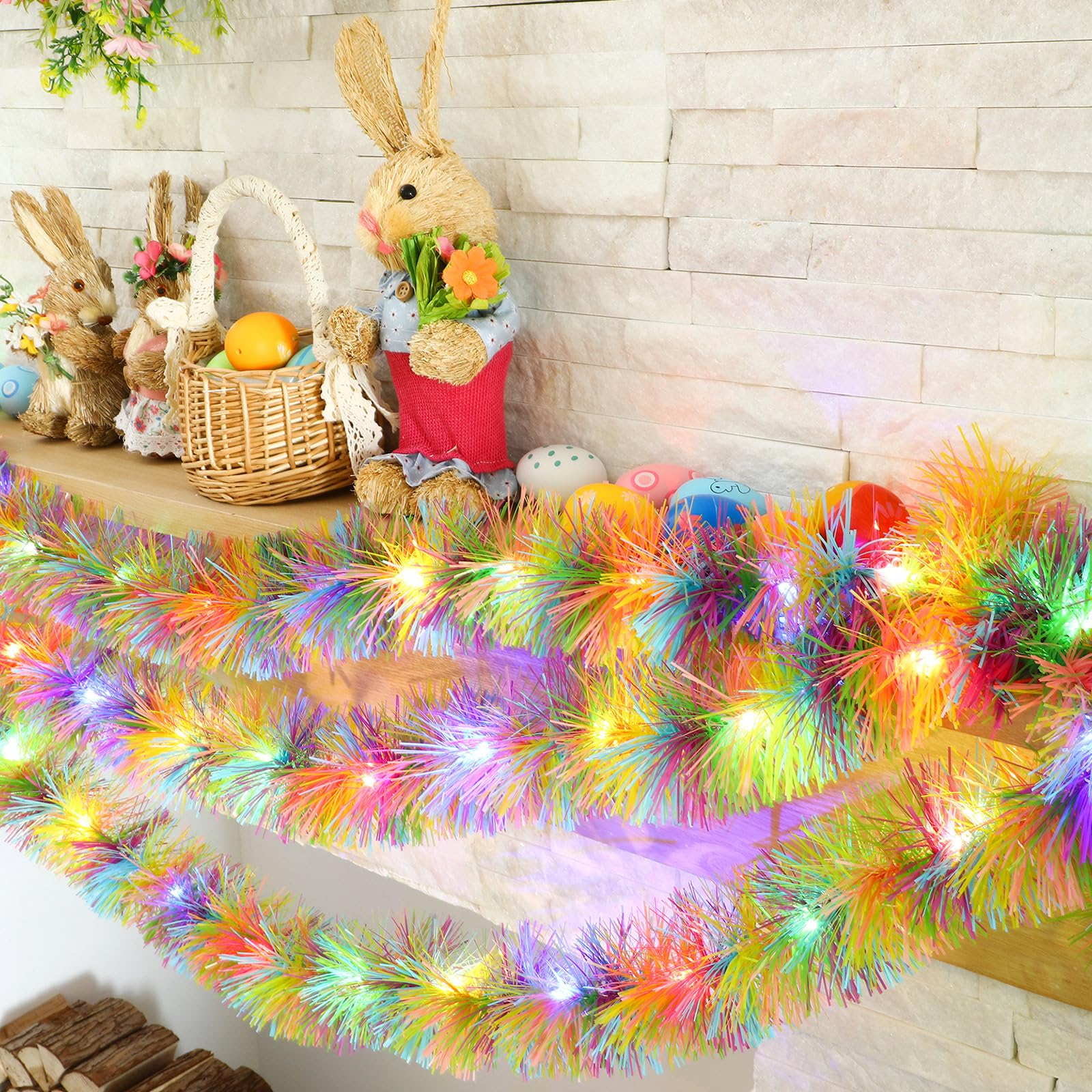 Pre Lit Tinsel Garland