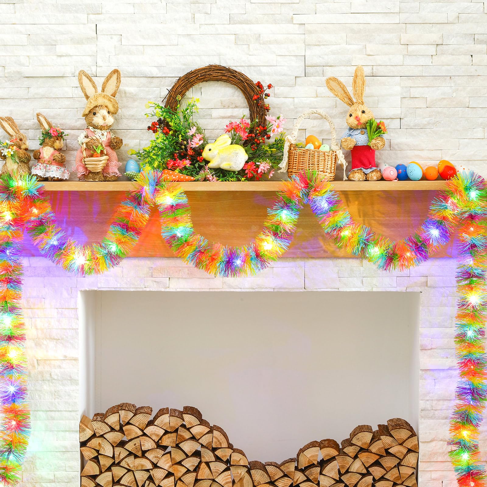 Pre Lit Tinsel Garland
