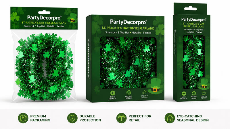 St Patrick wreath packaging OPP bag gift box display OEM wholesale packaging design