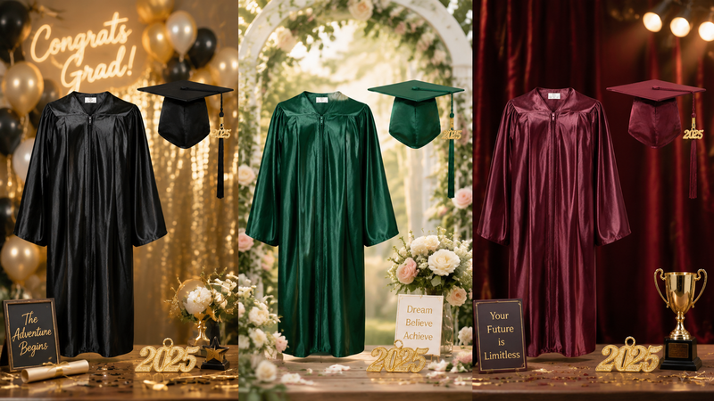 Custom Graduation Cap and Gown Sets in Multiple Colors and Themes for School Graduation Ceremonies