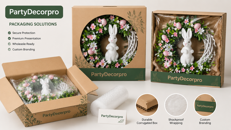 Custom wreath packaging solutions corrugated box window kraft box bubble wrap protective packaging display