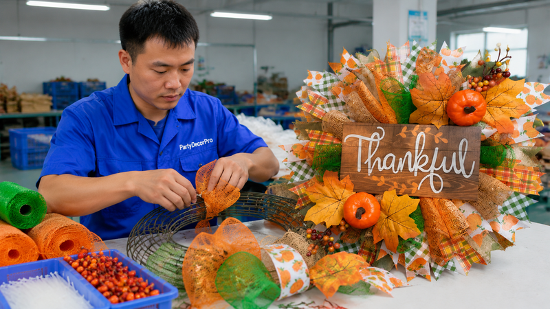 fall large wreath Manufacturing Process 