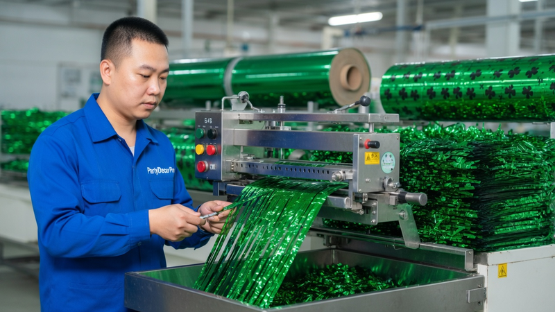 green tinsel garland Manufacturing Process 