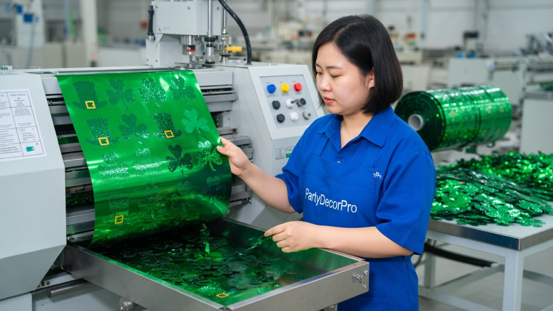 green tinsel garland Manufacturing Process 