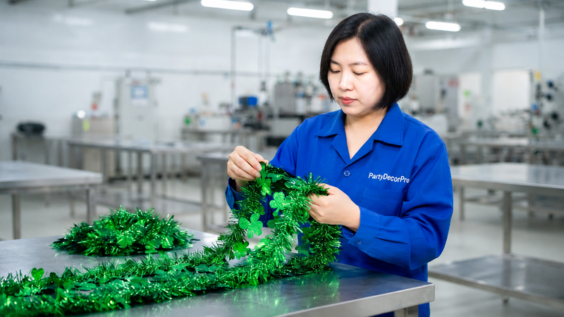green tinsel garland Manufacturing Process 