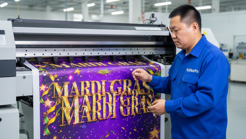 mardi gras banner Manufacturing Process 