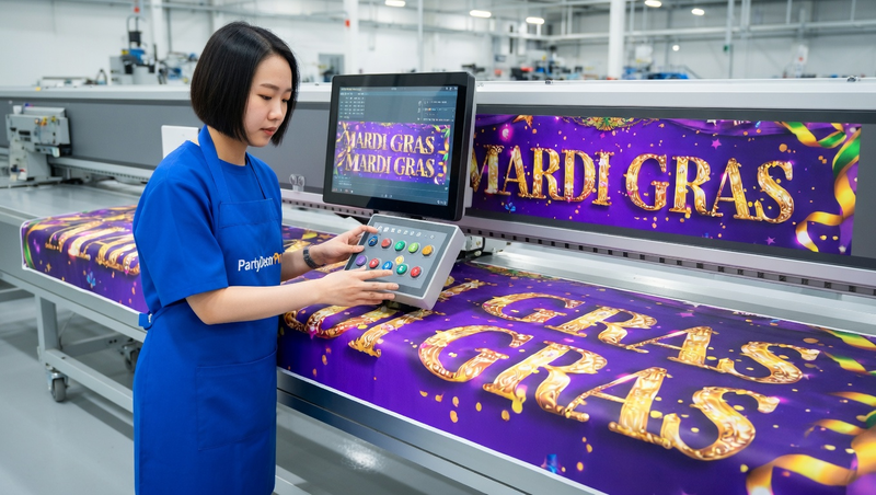mardi gras banner Manufacturing Process 