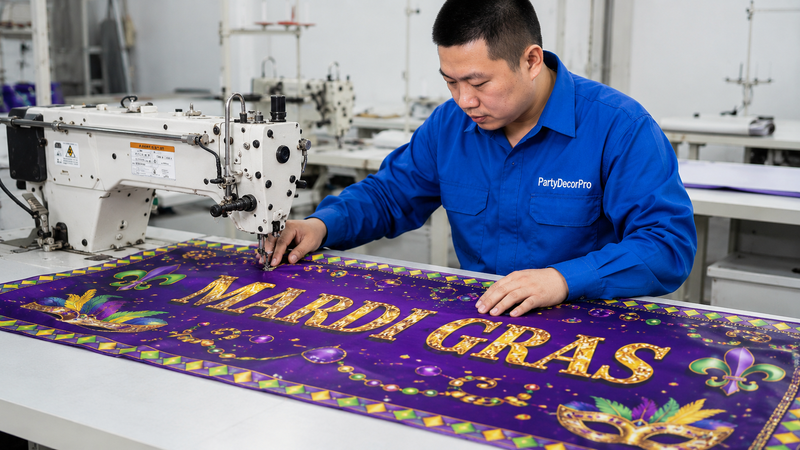 mardi gras banner Manufacturing Process 
