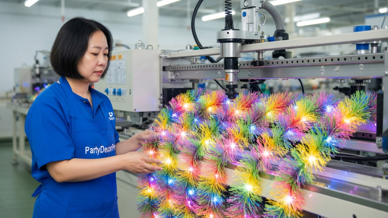 pre lit tinsel garland Manufacturing Process 