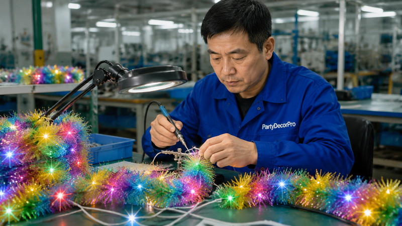 pre lit tinsel garland Manufacturing Process 