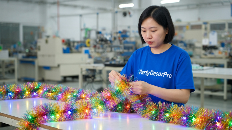 pre lit tinsel garland Manufacturing Process 
