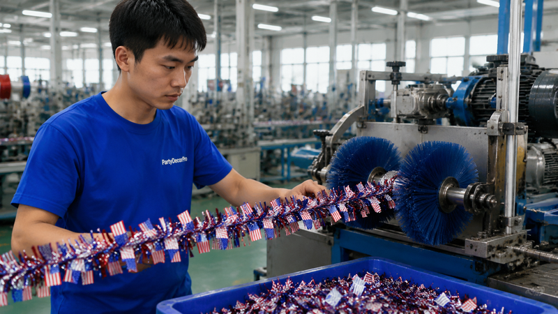 purple tinsel garland
