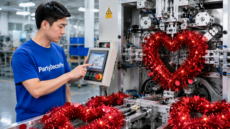 red tinsel garland Manufacturing Process 