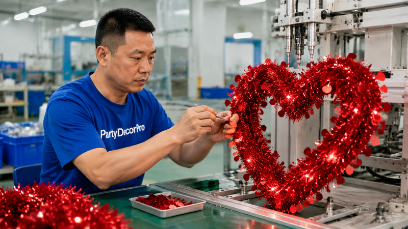 red tinsel garland Manufacturing Process 